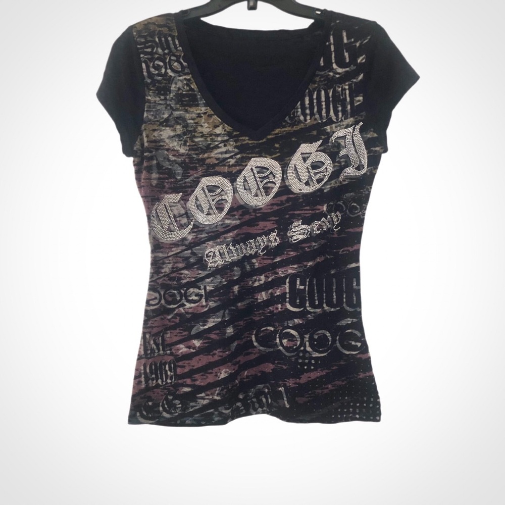 Coogi Y2K Always Sexy Rhinestone Graphic Top